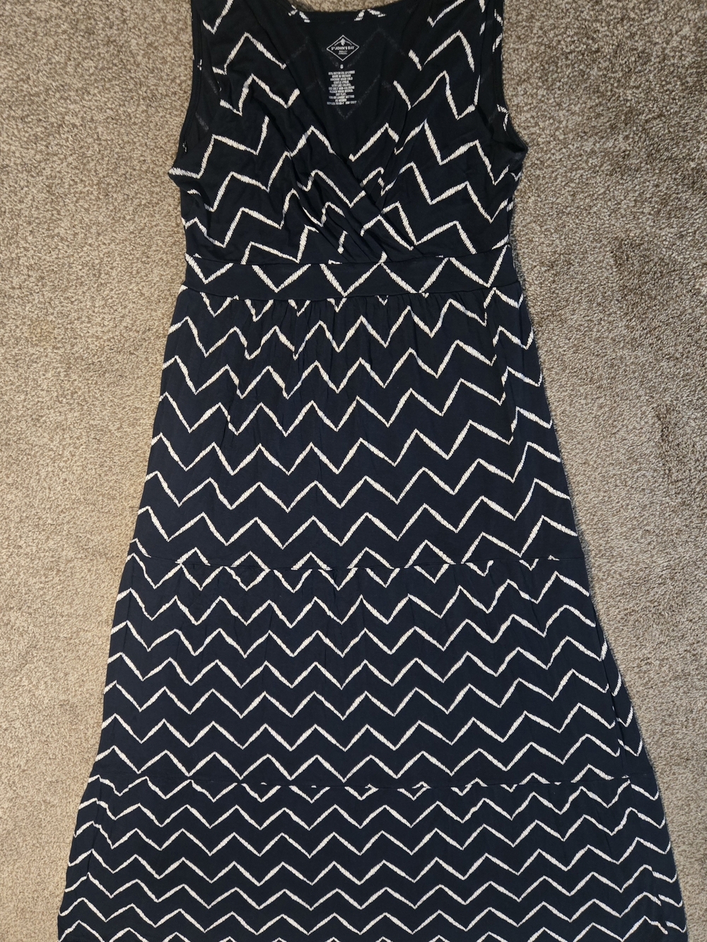 St. John's Bay Navy Chevron Sleeveless Maxi Dress with White Zigzag